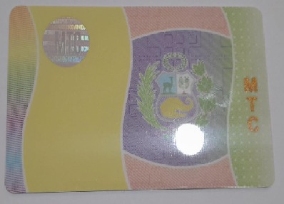 TARJETA PREIMPRESA PVC CON SIGLAS MTC PAQUETE POR 250 UNIDADES